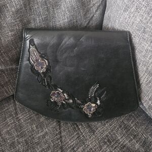 Vintage Embellished Fine Leather Made In Italy faireLady Clutch/Purse